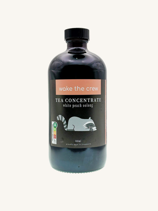 Bottle of 'wake the crew' tea concentrate 