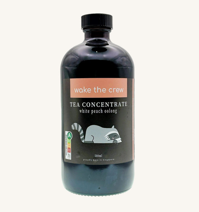 Bottle of 'wake the crew' tea concentrate 