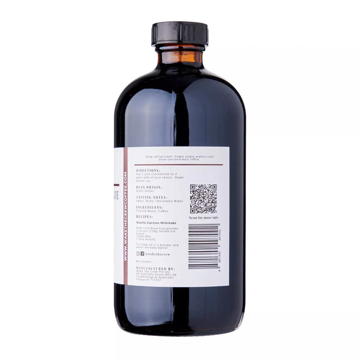 Brazil Cold Brew Coffee Concentrate 500ml Back | Wake The Crew
